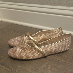 INC International Concepts Gold Mesh Maryjane Ballet Flats Size 7.5 Womens